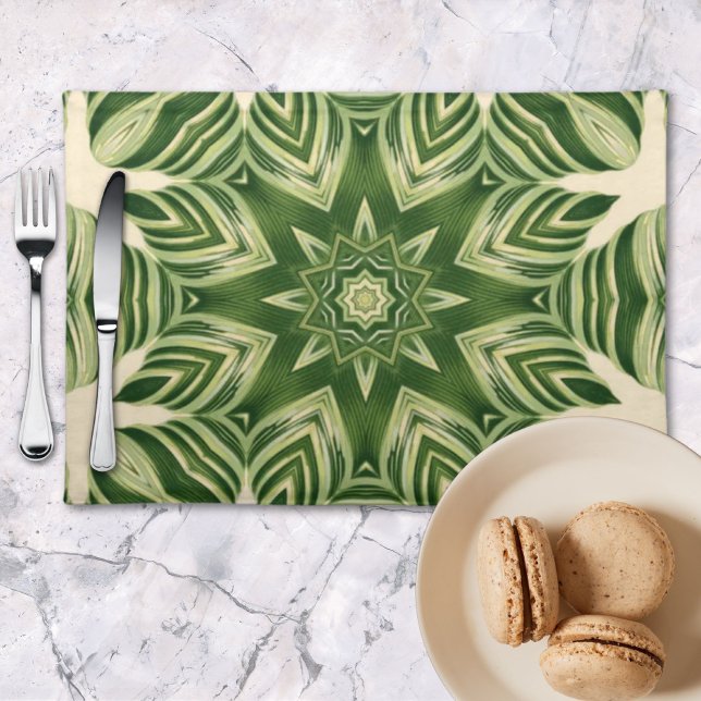 greenery abstract botanical tropical palm leaves cloth placemat (greenery abstract botanical tropical palm leaves cloth placemat)