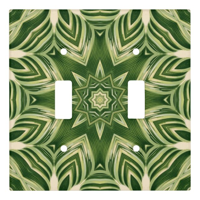 greenery abstract botanical tropical palm leaves light switch cover (Front)