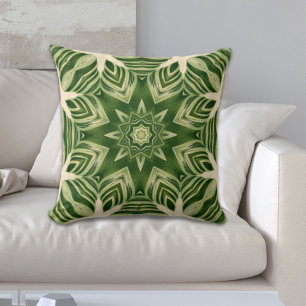 greenery abstract botanical tropical palm leaves throw pillow