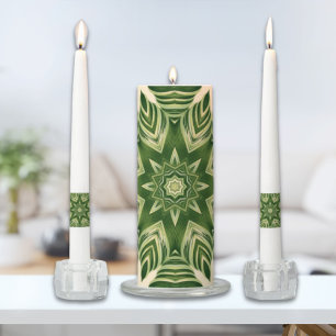 greenery abstract botanical tropical palm leaves unity candle set