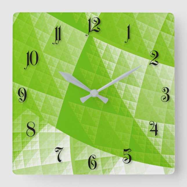 Greenery abstract pattern square wall clock (Front)