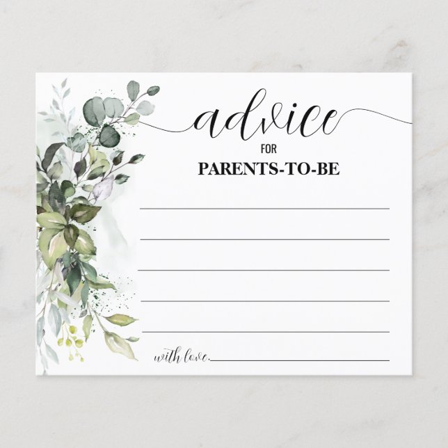 Greenery Advice for Mom & Dad Baby Shower card Flyer (Front)