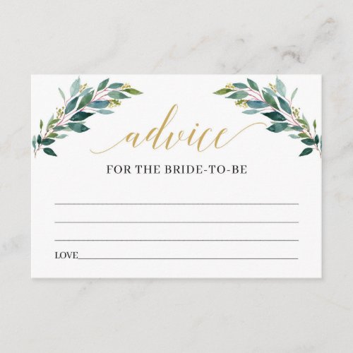 Greenery advice for the bride_to_be Enclosure Card