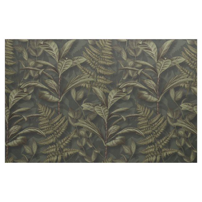 Greenery Aesthetic - Dark Ferns & Leaves Fabric (Fat Quarter)