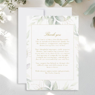 Greenery After Funeral Memorial Sympathy Thank You Card