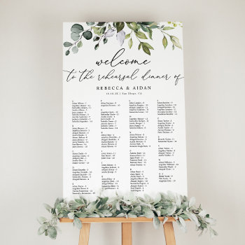 Greenery Alphabetical Rehearsal Dinner Seating Foam Board by PeachBloome at Zazzle