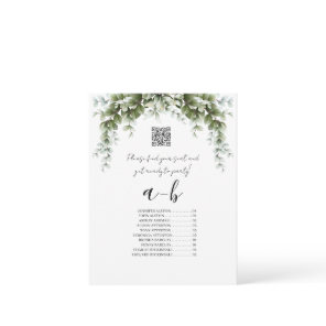 Greenery Alphabetical Wedding Seating Chart Card