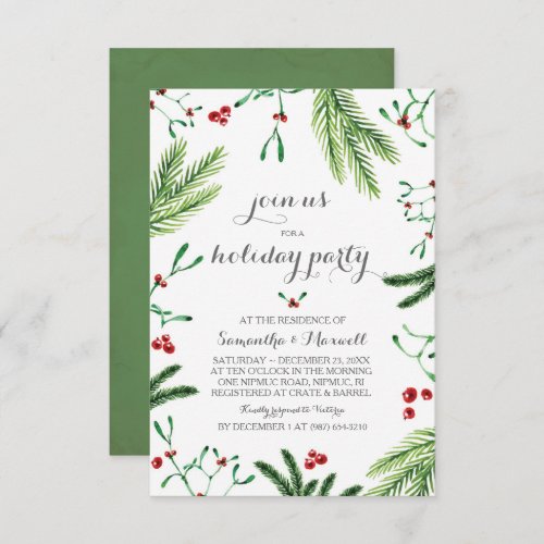 Greenery and Berries Corporate Holiday Party Invitation
