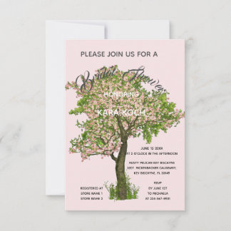 Greenery and Blush Flowering Tree Bridal Shower Invitation