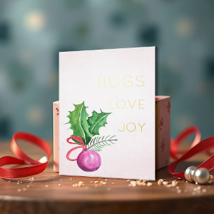 Greenery and Christmas Ball Watercolor Art Foil Holiday Card