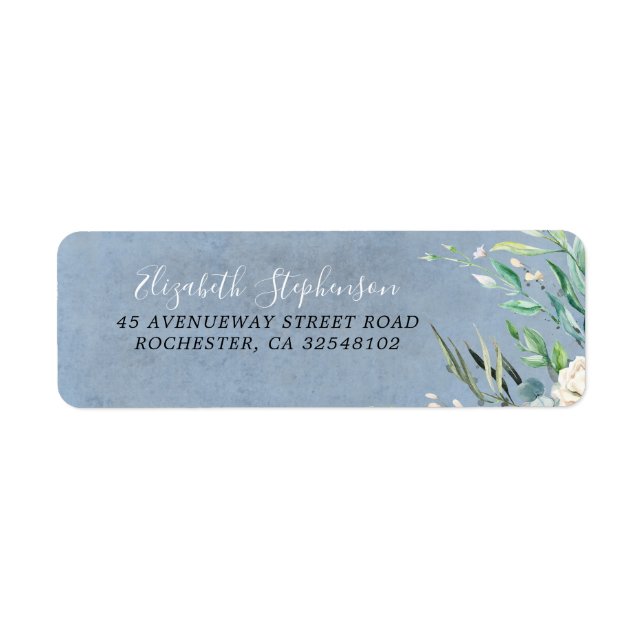 Greenery and Dusty Blue Wedding Label (Front)