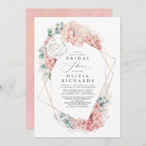 Greenery and Dusty Rose Floral Bridal Shower Invitation