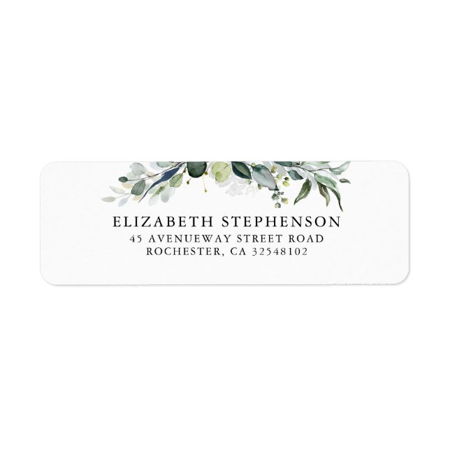 Greenery and Eucalyptus Foliage Elegant Wedding Label (Front)