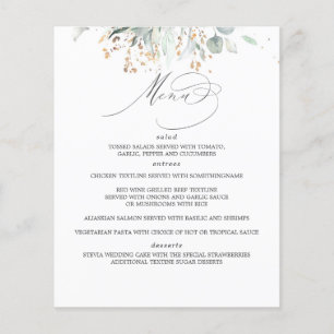 Greenery and Eucalyptus Leaves Wedding Menu Flyer