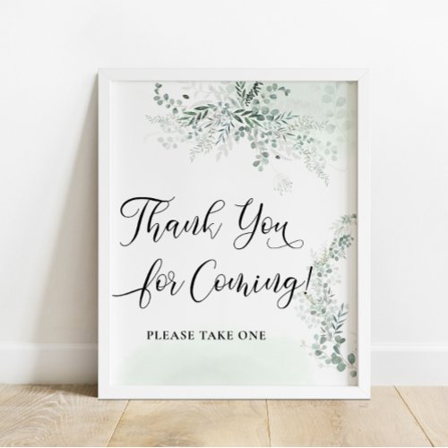 Greenery and Eucalyptus Thank You for Coming Poster