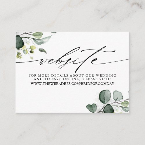 Greenery and Eucalyptus Wedding Details Website Enclosure Card