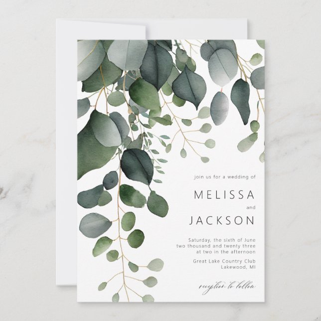 Greenery and Eucalyptus Wedding Invitation (Front)