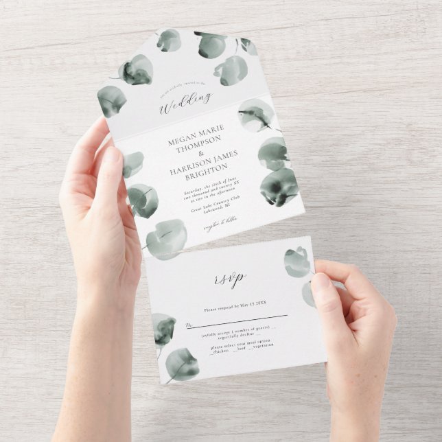 Greenery and Eucalyptus Wedding Invitation (Tearaway)