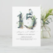 Greenery and Gold 15th Birthday Invitation (Standing Front)