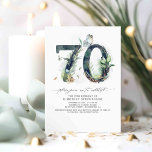 Greenery and Gold 70th Birthday Invitation<br><div class="desc">Greenery and gold foliage 70th birthday party invitations</div>