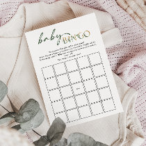 Greenery and Gold Baby Shower Baby Bingo Card