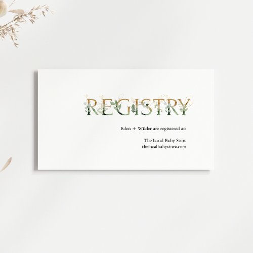 Greenery and Gold Baby Shower Registry Enclosure Card