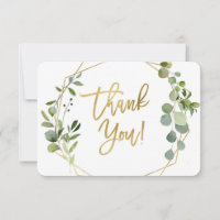 Greenery and gold Baby Shower thank you card