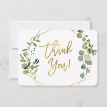 Greenery and gold Baby Shower thank you card