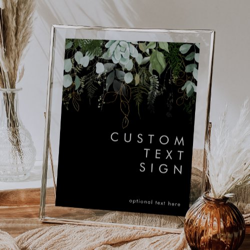 Greenery and Gold  Black Cards and Gifts Custom Poster