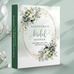 Greenery and Gold Bridal Shower Memory Album 3 Ring Binder