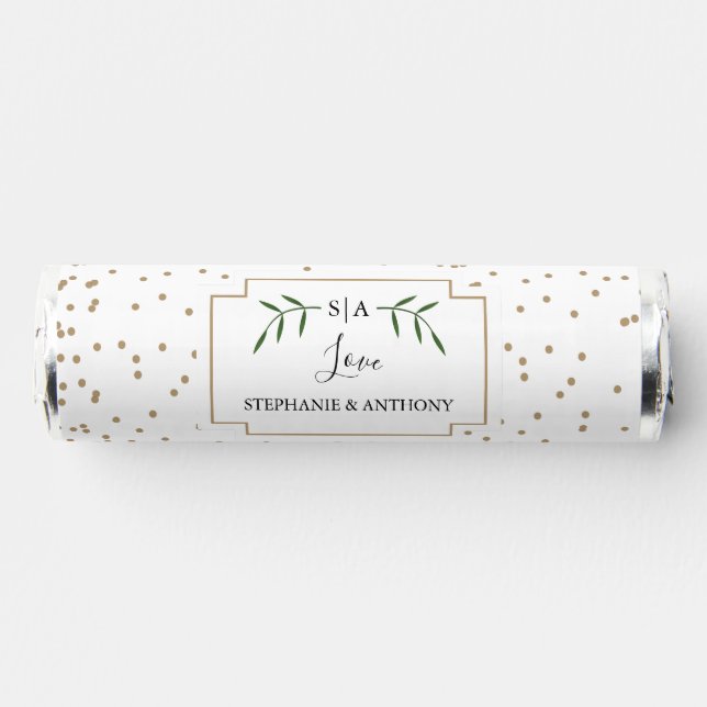 Greenery and Gold Confetti Wedding  Breath Savers® Mints (Front)
