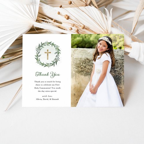 Greenery and Gold Cross | Photo First Communion