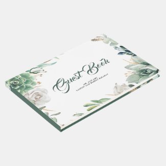 Greenery and Gold Elegant Botanical Wedding Guest Book