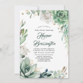 Greenery and Gold | Elegant Summer Baby Shower Invitation (Front)