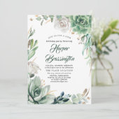 Greenery and Gold | Elegant Summer Birthday Party Invitation (Standing Front)