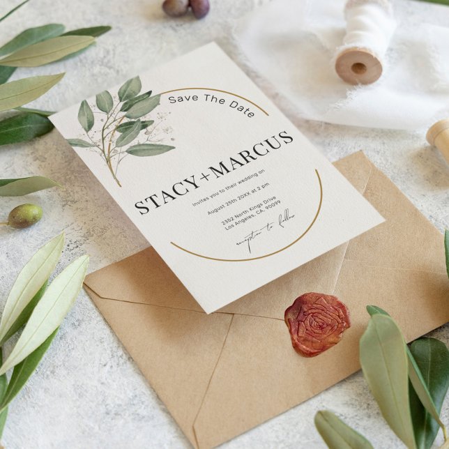 Greenery and gold elegant wedding invitation (Creator Uploaded)