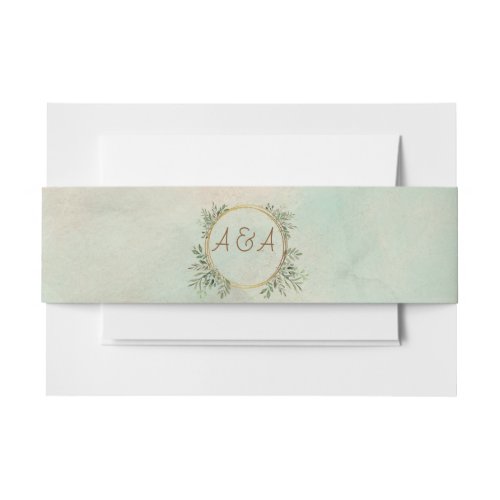 Greenery and Gold Geometric Frame Invitation Belly Band