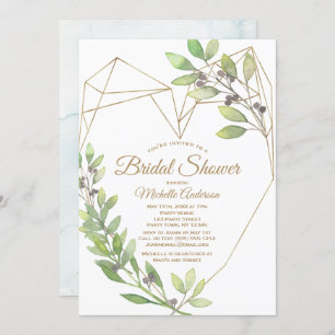 Greenery and Gold Heart Bridal Shower Invitation