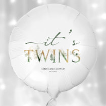 Greenery And Gold It's Twins Baby Shower Balloon