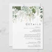 Greenery and Gold Leaf All In One Wedding Invitation (Back)