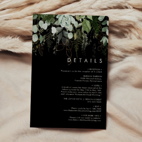 Greenery and Gold Leaf  Black Details Enclosure Card