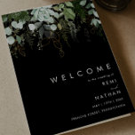 Greenery and Gold Leaf | Black Folded Wedding Program<br><div class="desc">We designed this greenery and gold leaf | black folded wedding program to complete your simple yet elegant boho wedding. It features modern green and white eucalyptus leaf, fern foliage, a succulent flower, and minimal gold foil leaves. These elements give the feel of a whimsical watercolor enchanted forest, perfect for...</div>