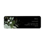 Greenery and Gold Leaf | Black Return Address Label<br><div class="desc">We designed this greenery and gold leaf | black return address label to complete your simple yet elegant boho wedding. It features modern green and white eucalyptus leaf, fern foliage, a succulent flower, and minimal gold foil leaves. These elements give the feel of a whimsical watercolor enchanted forest, perfect for...</div>