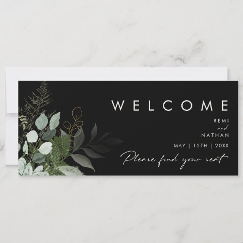 Greenery and Gold Leaf Black Seating Chart Header