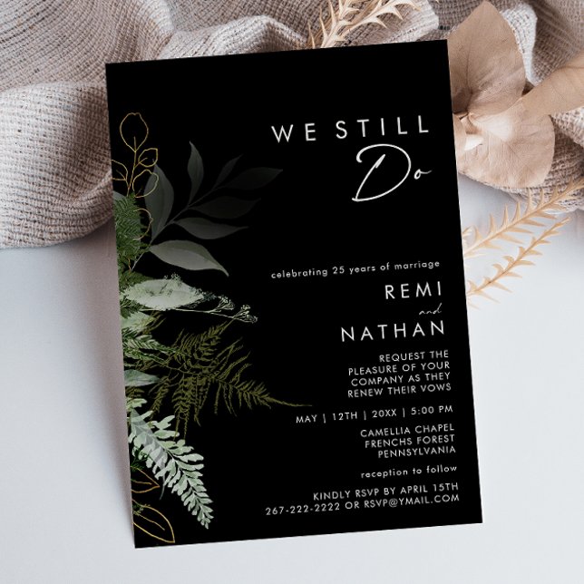 Greenery and Gold Leaf | Black We Still Do Renewal Invitation (Creator Uploaded)