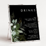 Greenery and Gold Leaf | Black Wedding Drinks Menu Poster<br><div class="desc">We designed this greenery and gold leaf | black wedding drinks menu poster to complete your simple yet elegant boho reception. It features modern green and white eucalyptus leaf, fern foliage, a succulent flower, and minimal gold foil leaves. These elements give the feel of a whimsical watercolor enchanted forest, perfect...</div>