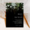 Greenery and Gold Leaf | Black Wedding Invitation