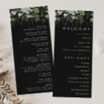 Greenery and Gold Leaf | Black Wedding Program<br><div class="desc">We designed this greenery and gold leaf | black wedding program to complete your simple yet elegant boho wedding. It features modern green and white eucalyptus leaf, fern foliage, a succulent flower, and minimal gold foil leaves. These elements give the feel of a whimsical watercolor enchanted forest, perfect for any...</div>