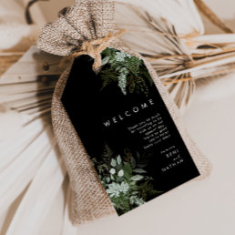 Greenery and Gold Leaf | Black Wedding Welcome Gift Tags