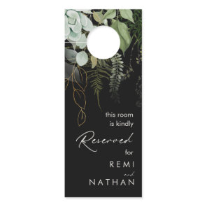 Greenery and Gold Leaf | Bride and Groom Door Hanger